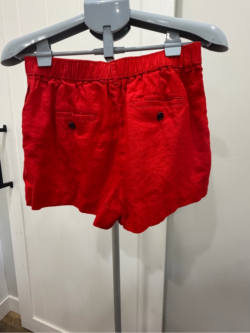 J. Crew Red Mid Rise 100% Linen Shorts - Picture 2 of 10